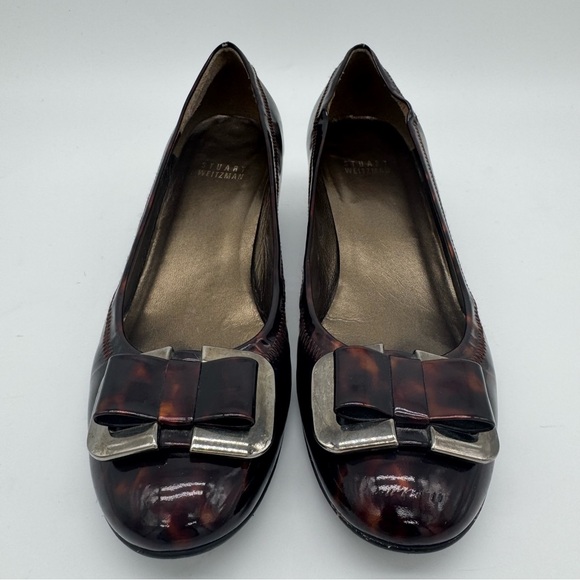 Stuart Weitzman Tortoise Shell Patent Leather Wedge Heel Size 7.5 M - Picture 3 of 12